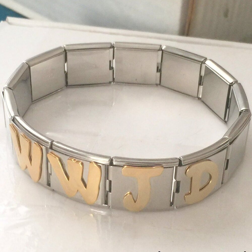 WWJD Stainless Steel What Would Jesus Do Bracelet EZ Custom Size to Fit Wrist